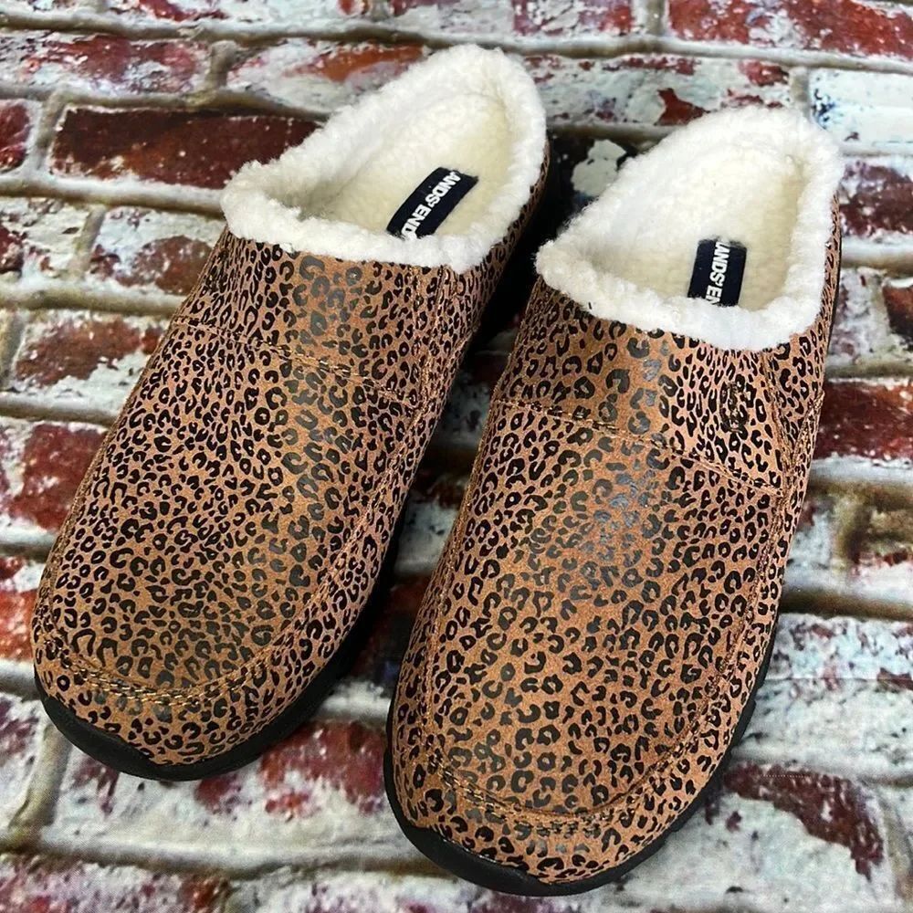 *Lands end brown black animal slip on casual shoes